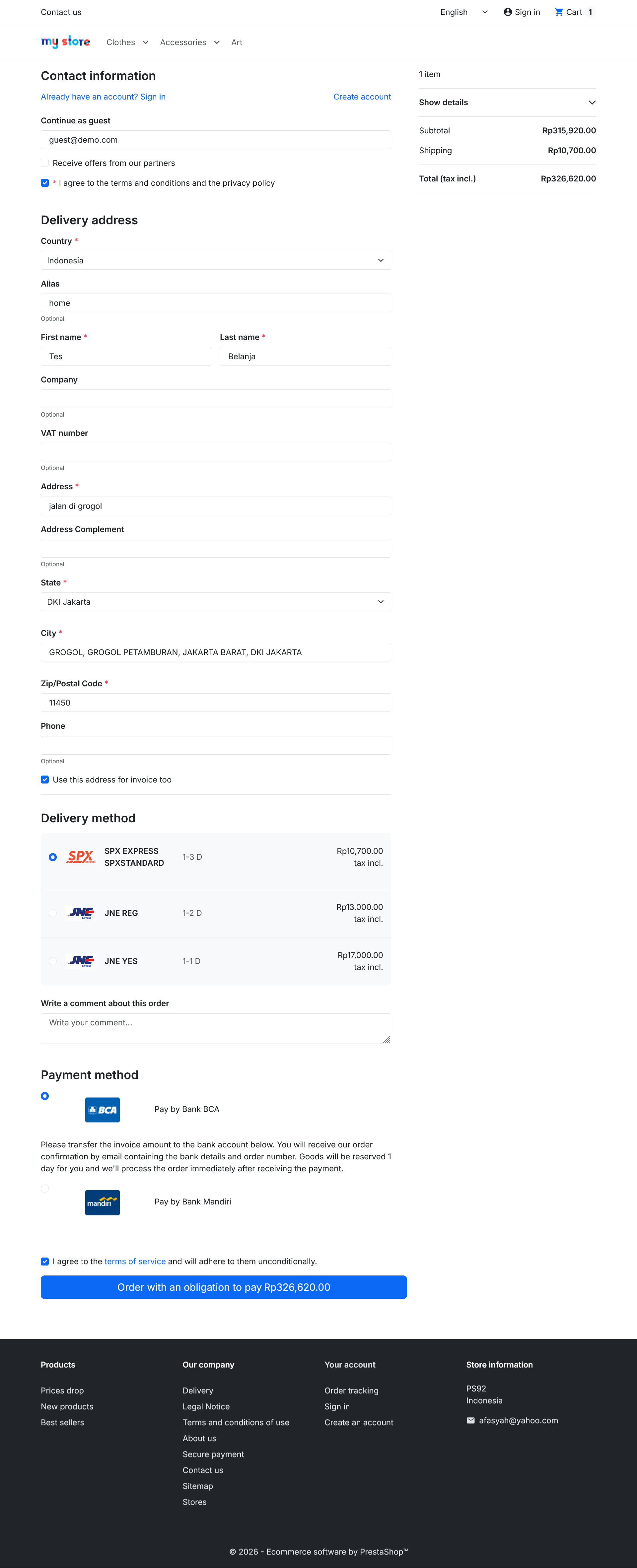 One Page Checkout